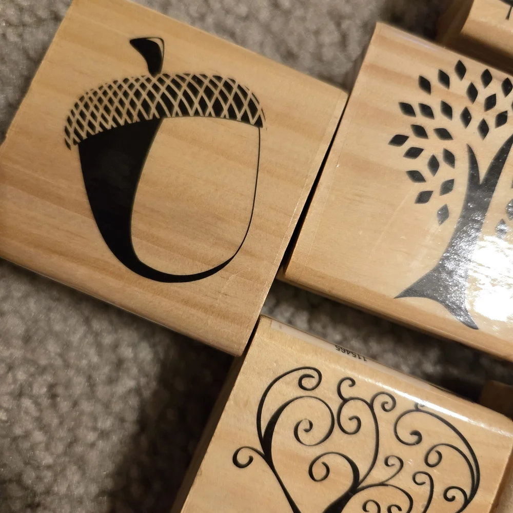 Wood Stamps with Nature Designs Set Of 9 Paper Crafts Scrapbooking